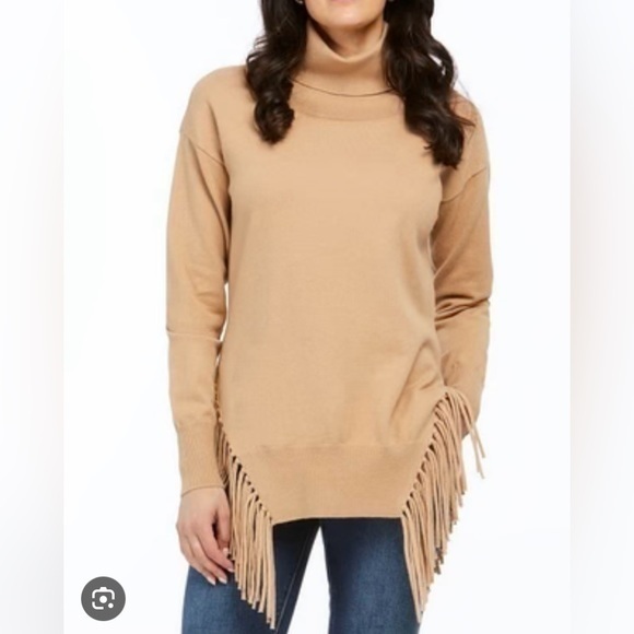 ORLY || COMFY CAMEL KNIT WITH FRINGE ||NWOT - Picture 1 of 5